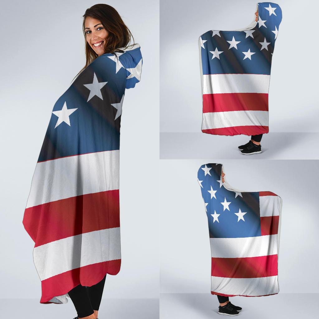 American flag Classic Hooded Blanket-JTAMIGO.COM