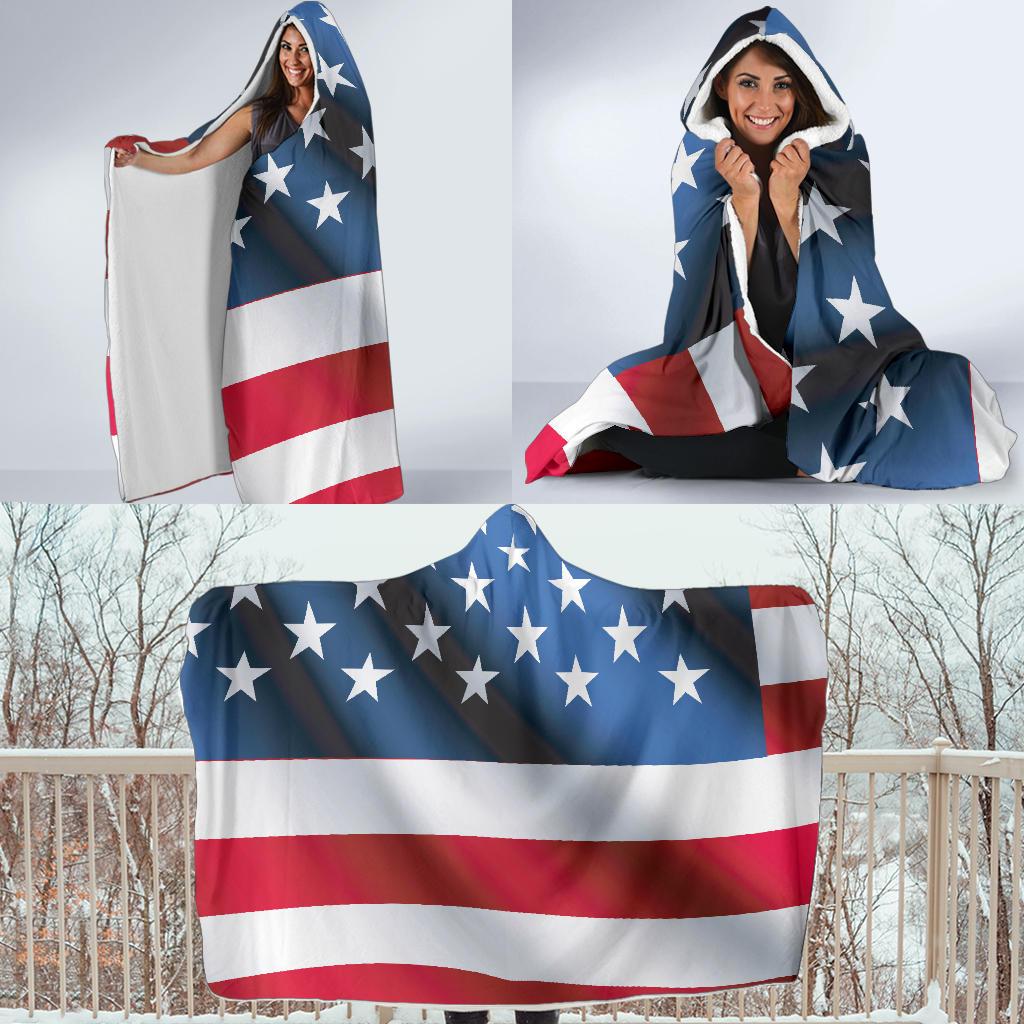 American flag Classic Hooded Blanket-JTAMIGO.COM