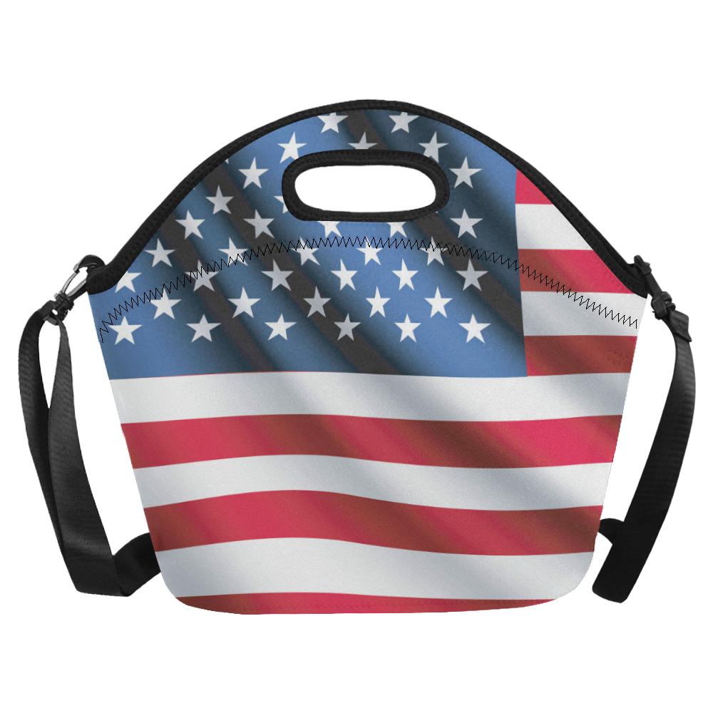 American flag Classic Neoprene Lunch Bag (Model 1669)(Large)-JTAMIGO.COM