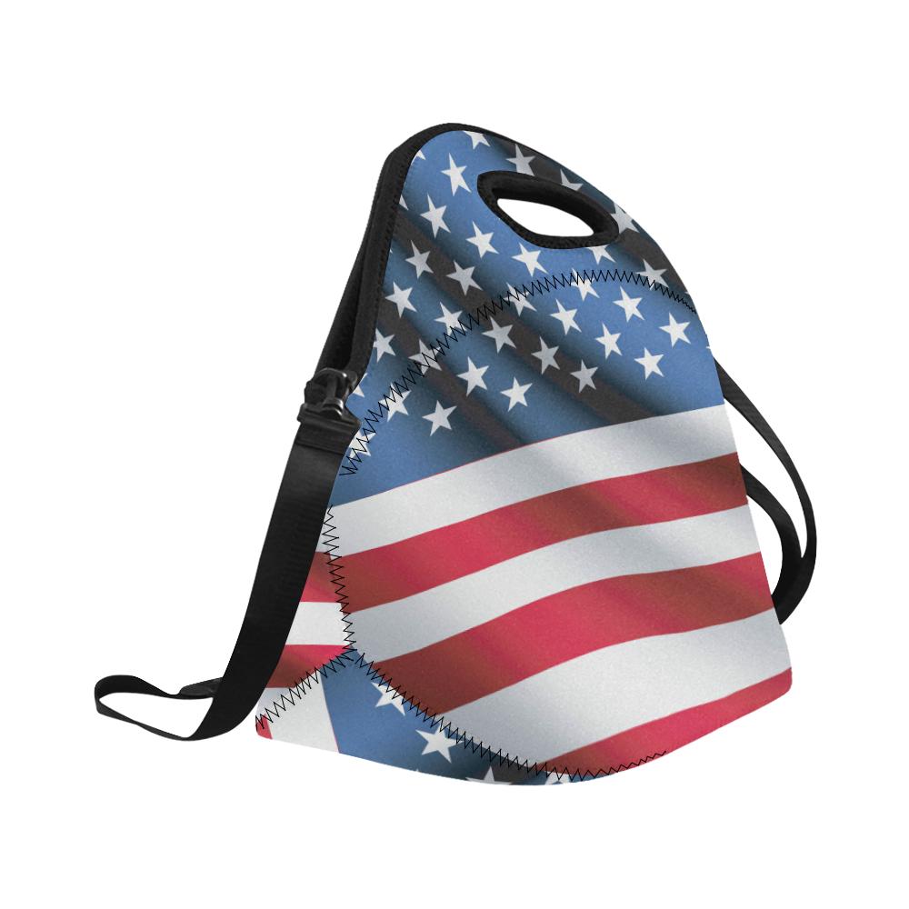 American flag Classic Neoprene Lunch Bag (Model 1669)(Large)-JTAMIGO.COM