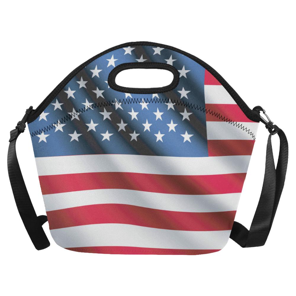 American flag Classic Neoprene Lunch Bag (Model 1669)(Large)-JTAMIGO.COM