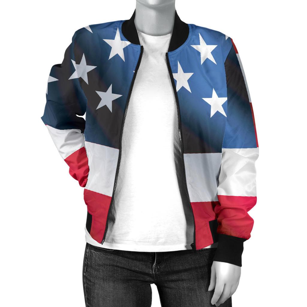 American Flag Classic Women Casual Bomber Jacket