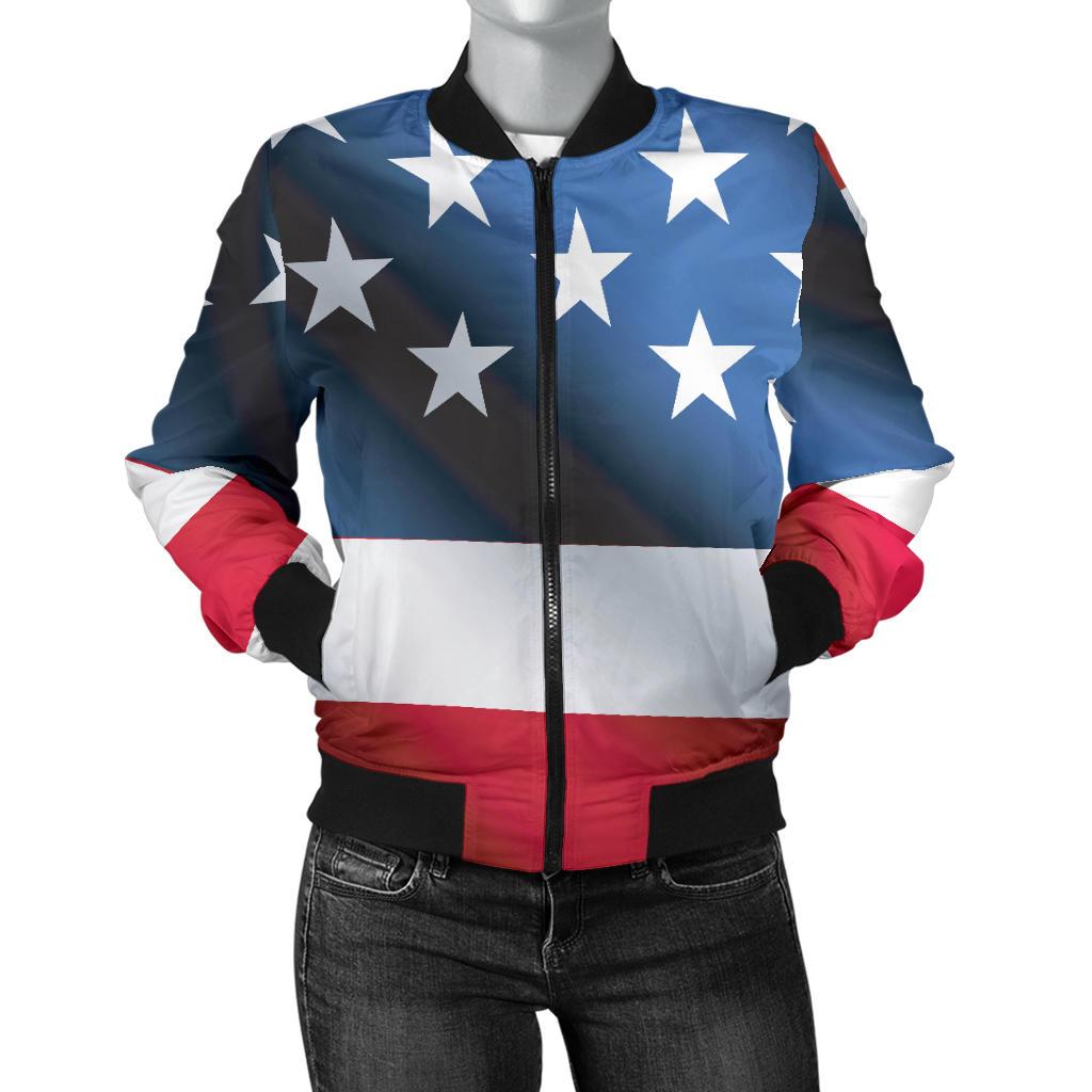 American Flag Classic Women Casual Bomber Jacket