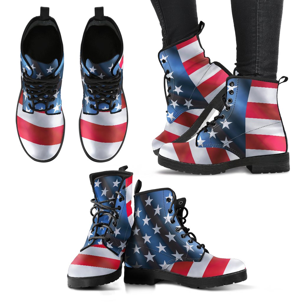 American flag Classic Women Leather Boots-JTAMIGO.COM