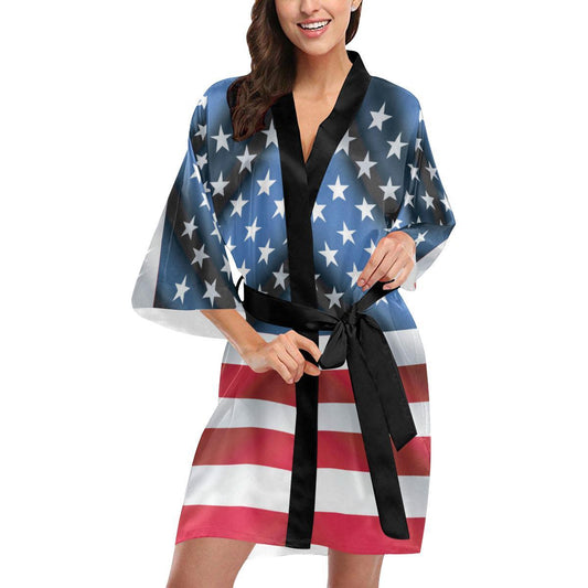 American flag Classic Women Short Kimono Robe