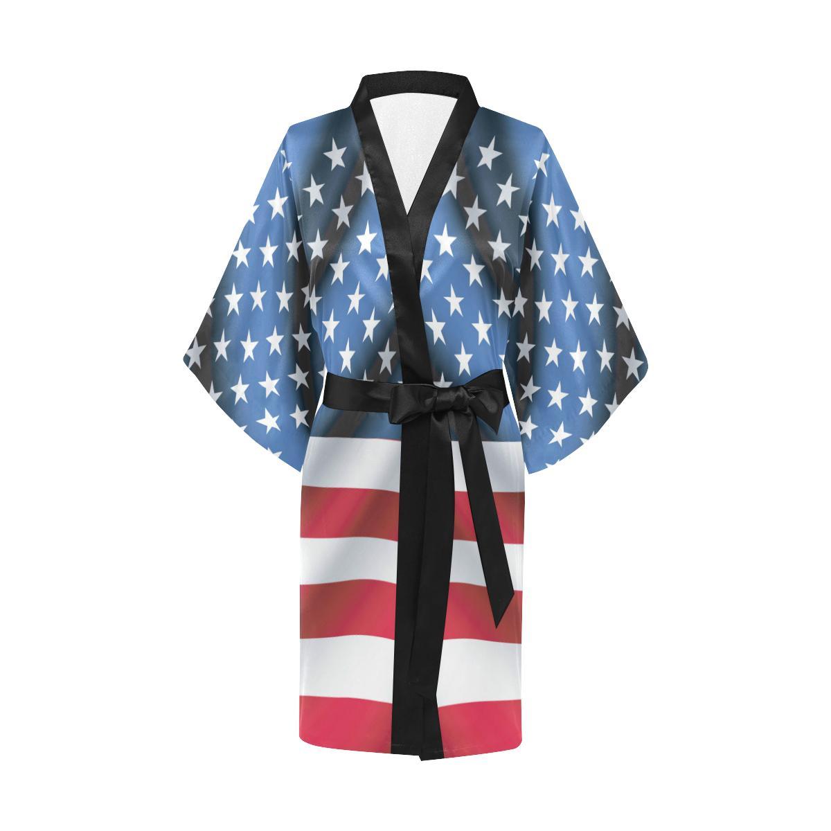 American flag Classic Women Short Kimono Robe