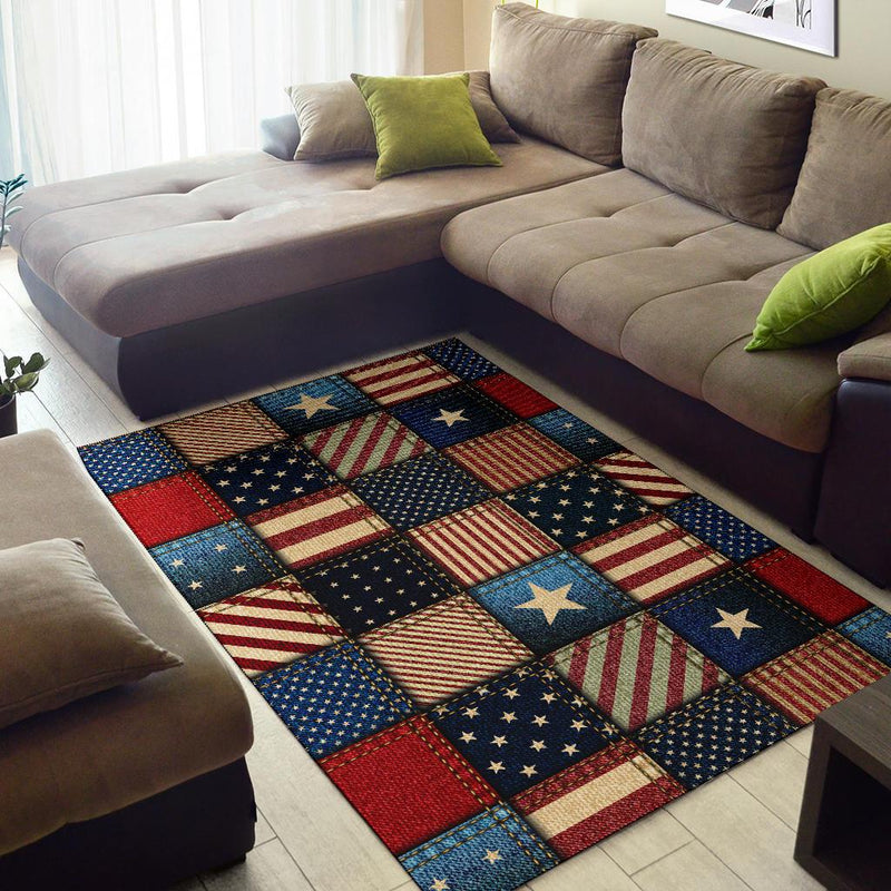 American flag Patchwork Design Area Rugs-JTAMIGO.COM