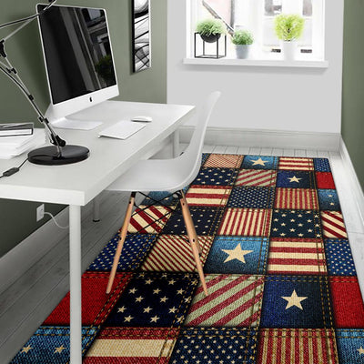 American flag Patchwork Design Area Rugs-JTAMIGO.COM