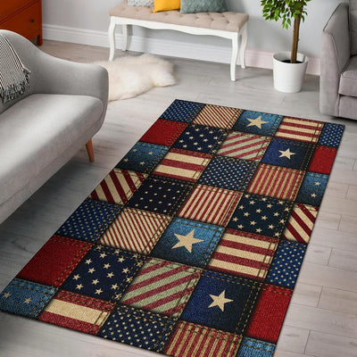 American flag Patchwork Design Area Rugs-JTAMIGO.COM