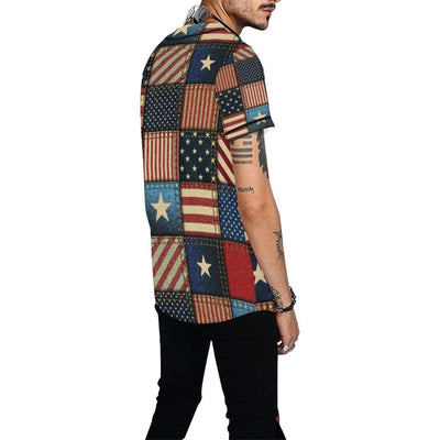 American flag Patchwork Design Baseball Jersey-JTAMIGO.COM