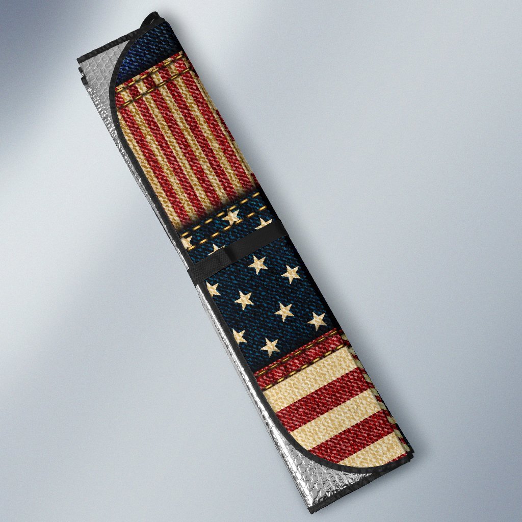 American Flag Patchwork Design Car Sun Shade For Windshield