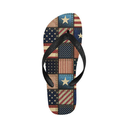 American flag Patchwork Design Flip Flops-JTAMIGO.COM