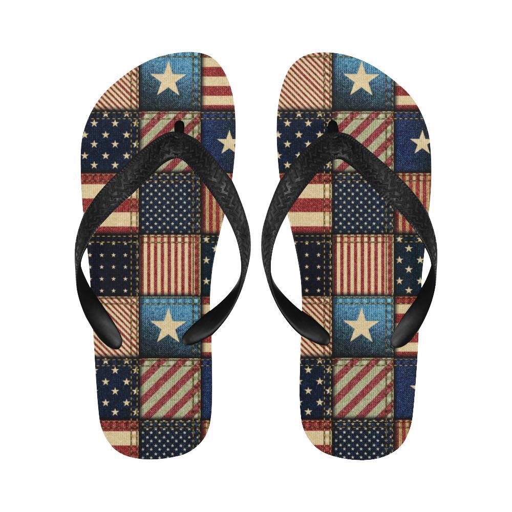 American flag Patchwork Design Flip Flops-JTAMIGO.COM