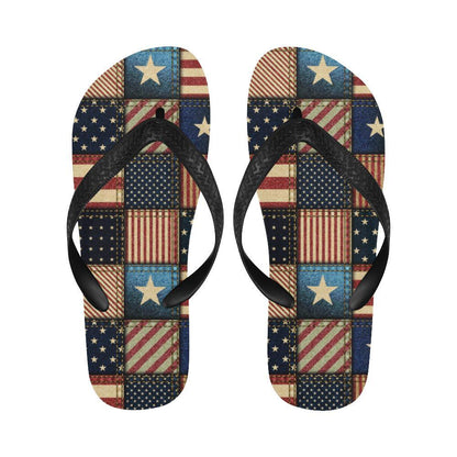 American flag Patchwork Design Flip Flops-JTAMIGO.COM