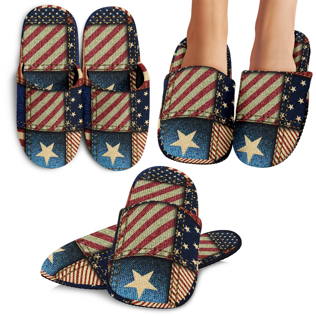 American flag Patchwork Design House Slippers