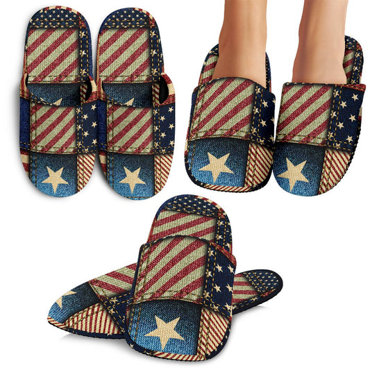 American flag Patchwork Design House Slippers