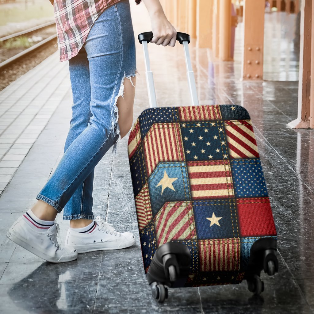 American Flag Patchwork Design Luggage Cover Protector