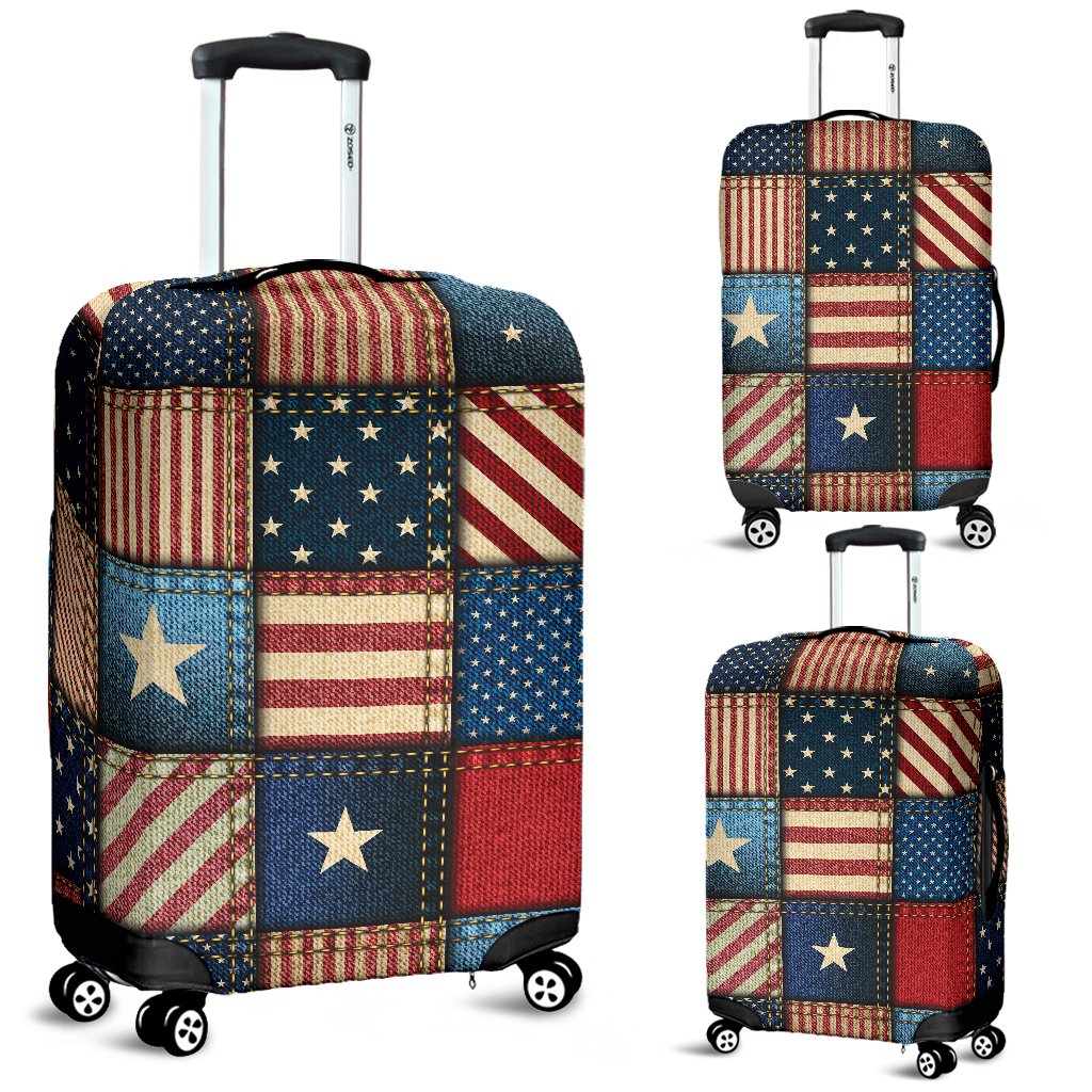 American Flag Patchwork Design Luggage Cover Protector