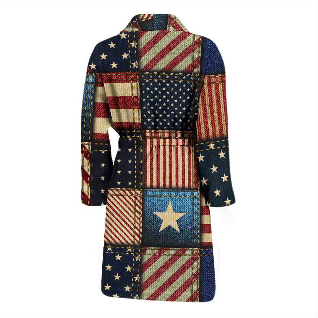 American flag Patchwork Design Men Bath Robe-JTAMIGO.COM