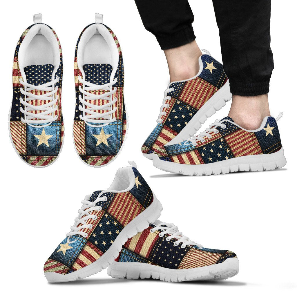 American flag Patchwork Design Men Sneakers Shoes