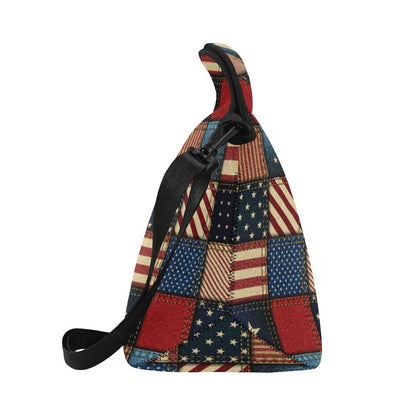 American flag Patchwork Design Neoprene Lunch Bag (Model 1669)(Large)-JTAMIGO.COM