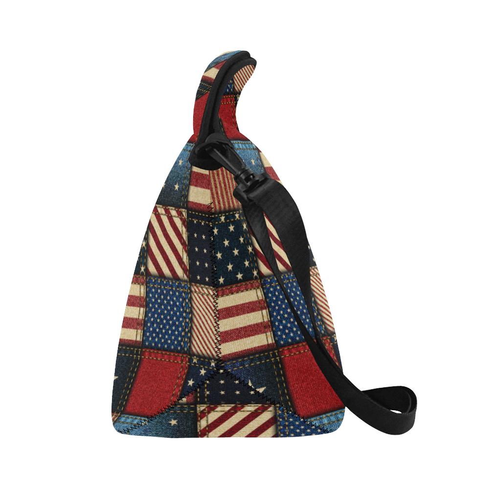 American flag Patchwork Design Neoprene Lunch Bag (Model 1669)(Large)-JTAMIGO.COM