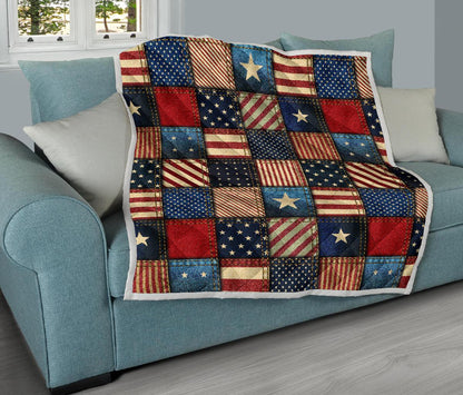 American flag Patchwork Design Premium Quilt-JTAMIGO.COM