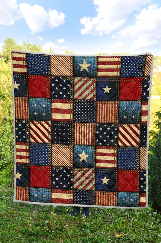 American flag Patchwork Design Premium Quilt-JTAMIGO.COM
