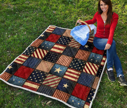 American flag Patchwork Design Premium Quilt-JTAMIGO.COM