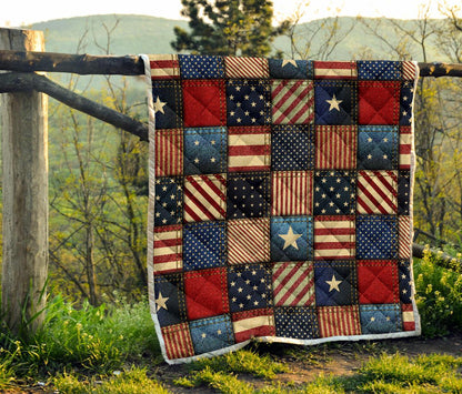American flag Patchwork Design Premium Quilt-JTAMIGO.COM
