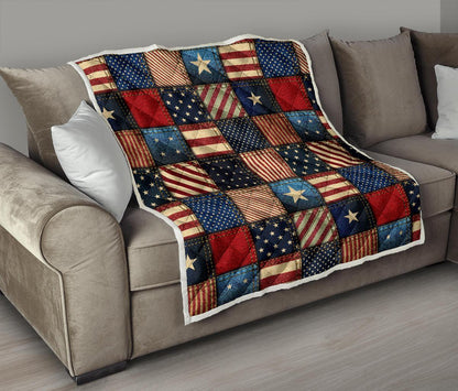 American flag Patchwork Design Premium Quilt-JTAMIGO.COM