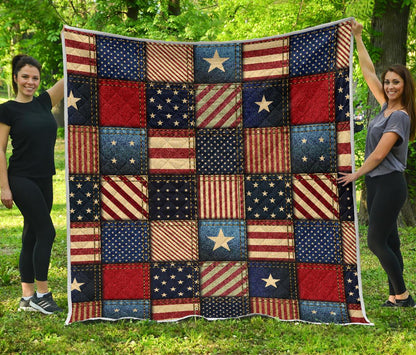 American flag Patchwork Design Premium Quilt-JTAMIGO.COM