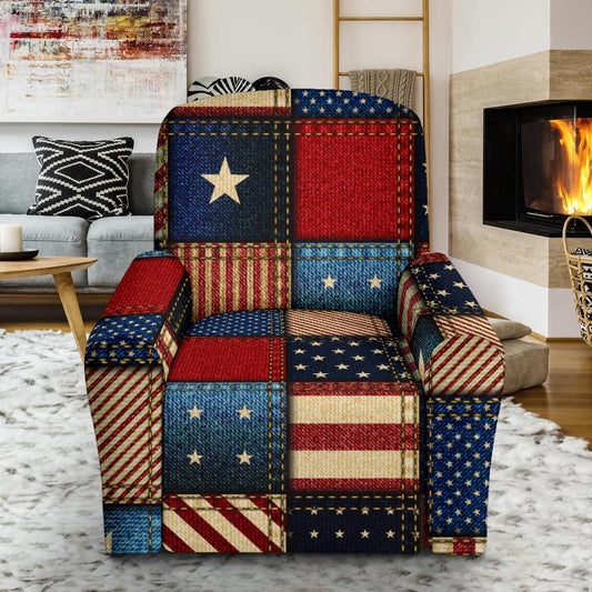 American flag Patchwork Design Single Sofa Slipcover -JTAMIGO.COM
