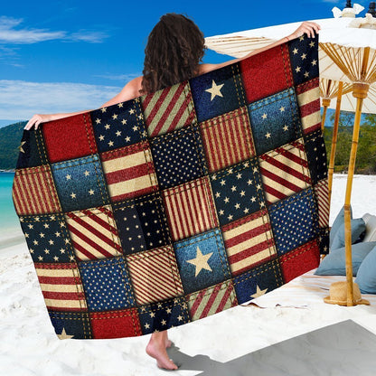 American flag Patchwork Design Sarong Pareo Wrap