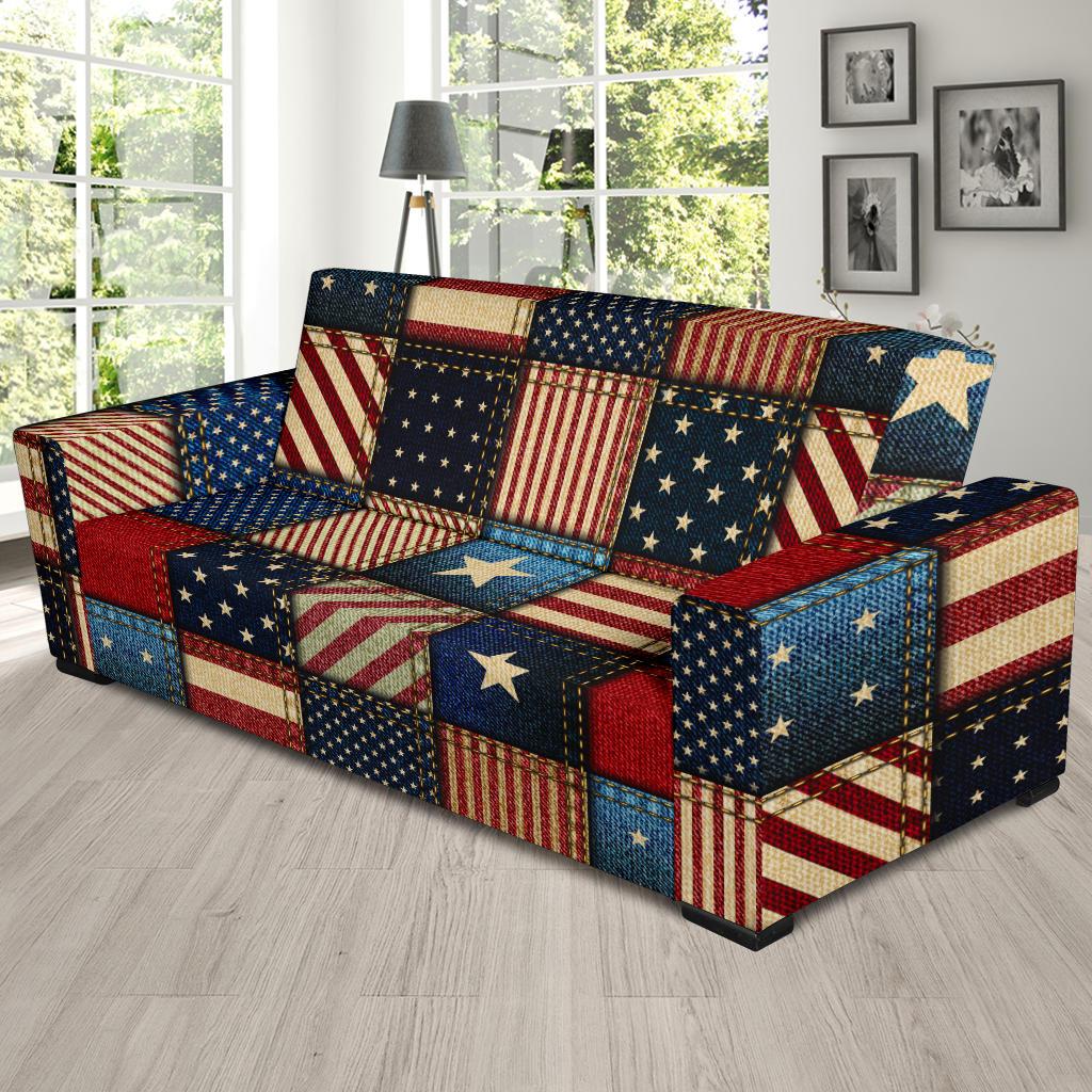 American flag Patchwork Design Sofa Slipcover-JTAMIGO.COM