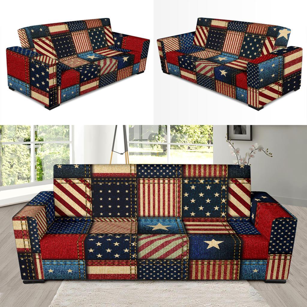 American flag Patchwork Design Sofa Slipcover-JTAMIGO.COM