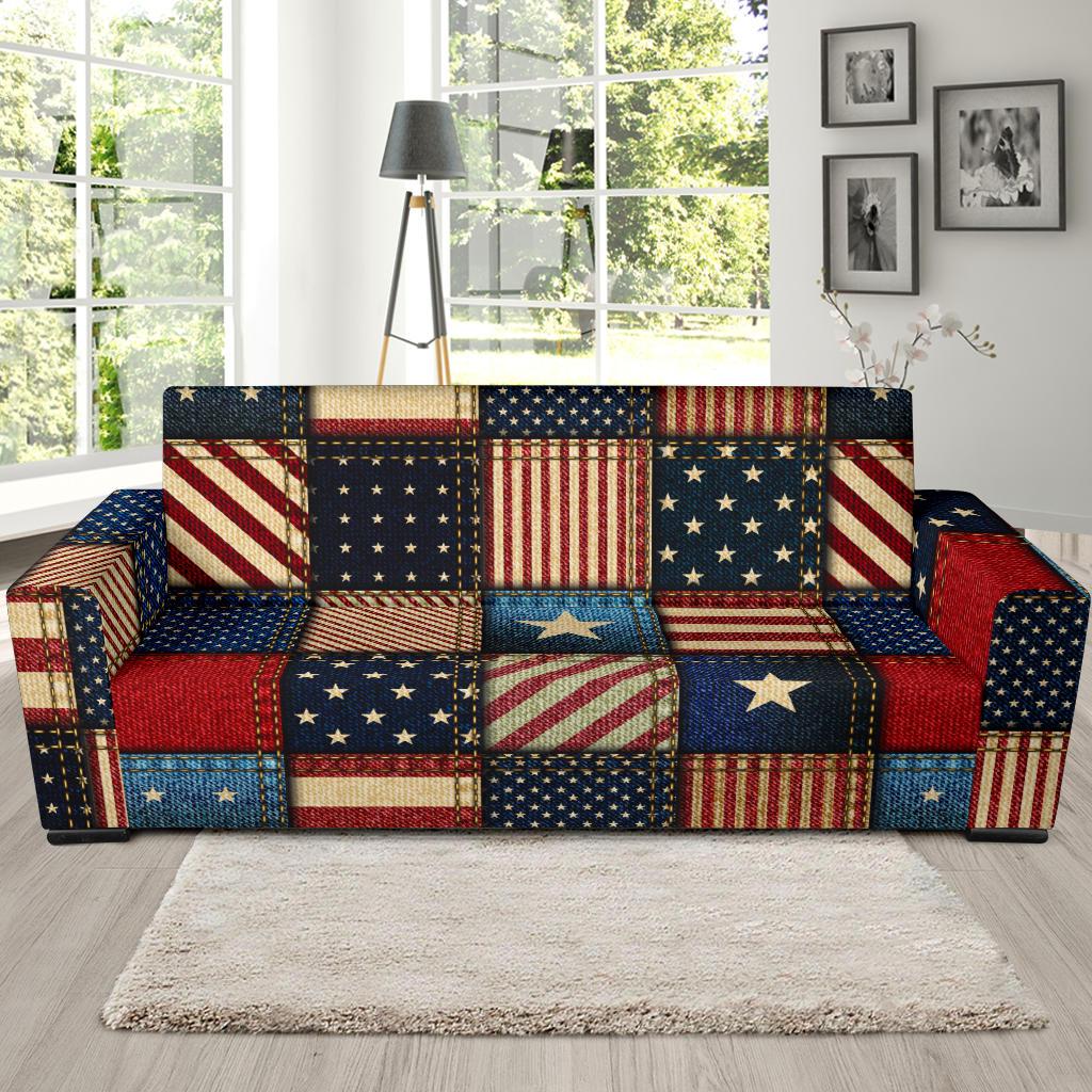 American flag Patchwork Design Sofa Slipcover-JTAMIGO.COM