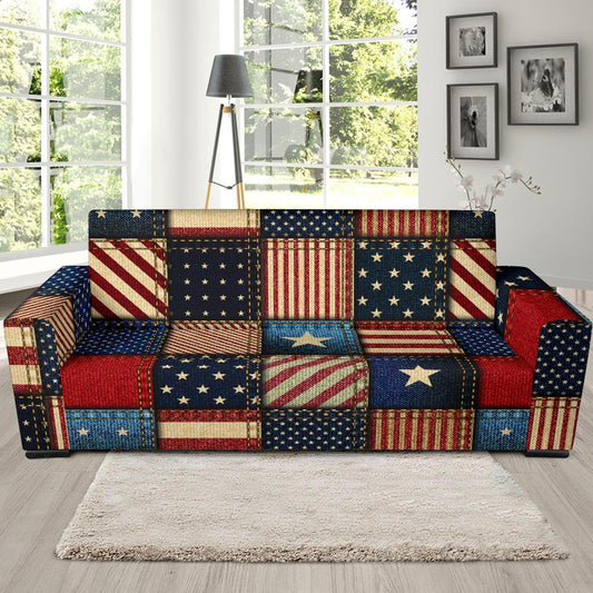 American flag Patchwork Design Sofa Slipcover-JTAMIGO.COM