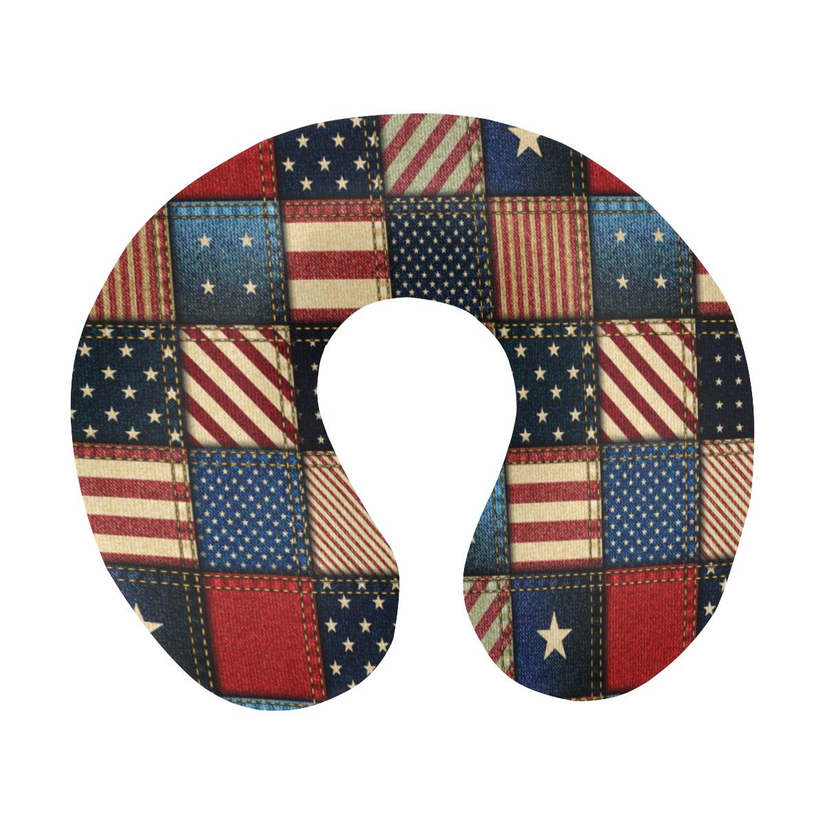 American flag Patchwork Design U-Shaped Travel Neck Pillow-JTAMIGO.COM