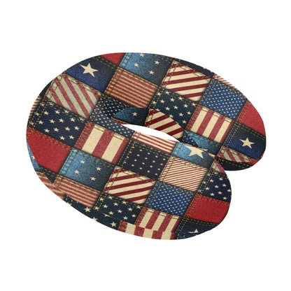 American flag Patchwork Design U-Shaped Travel Neck Pillow-JTAMIGO.COM