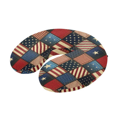 American flag Patchwork Design U-Shaped Travel Neck Pillow-JTAMIGO.COM