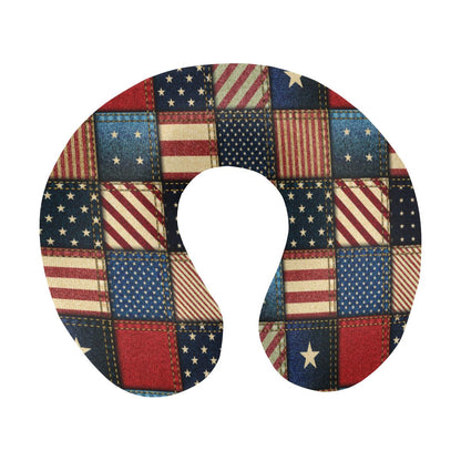 American flag Patchwork Design U-Shaped Travel Neck Pillow-JTAMIGO.COM