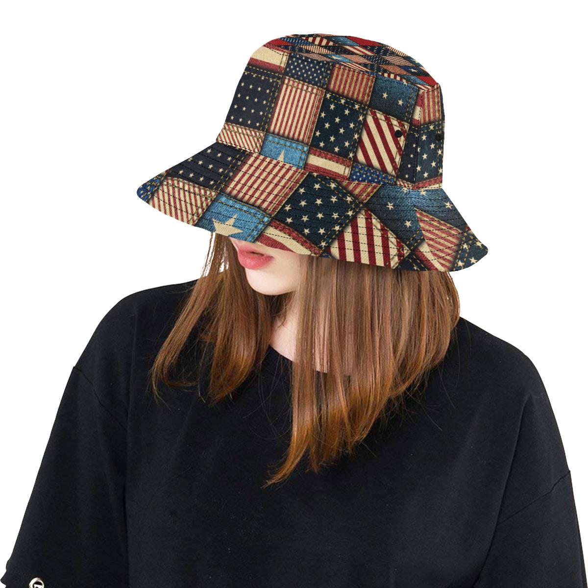 American flag Patchwork Design Unisex Bucket Hat