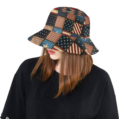 American flag Patchwork Design Unisex Bucket Hat