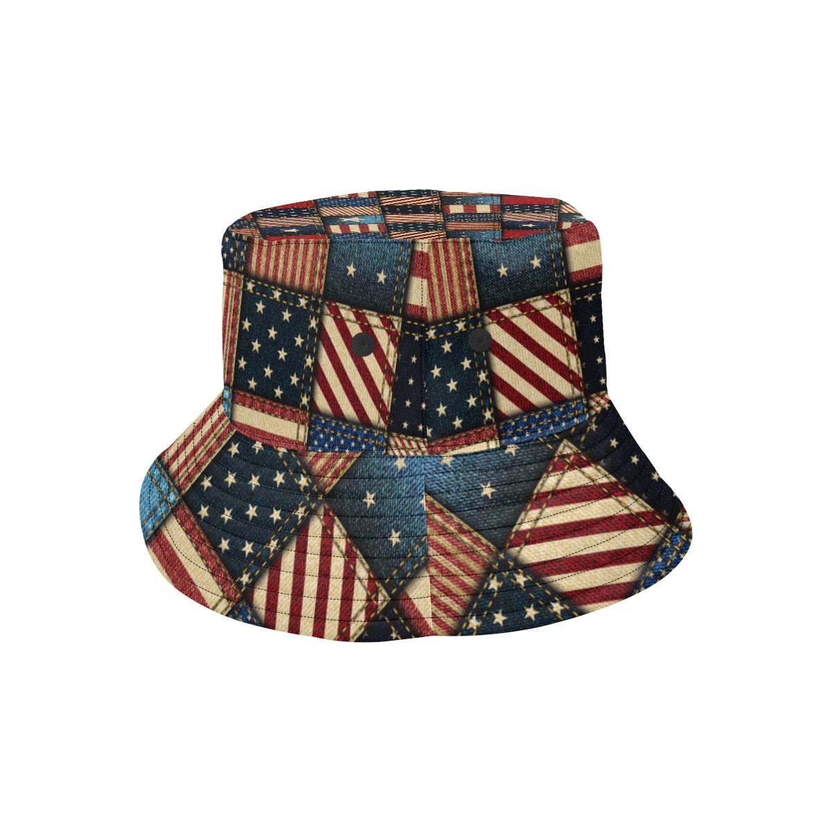 American flag Patchwork Design Unisex Bucket Hat