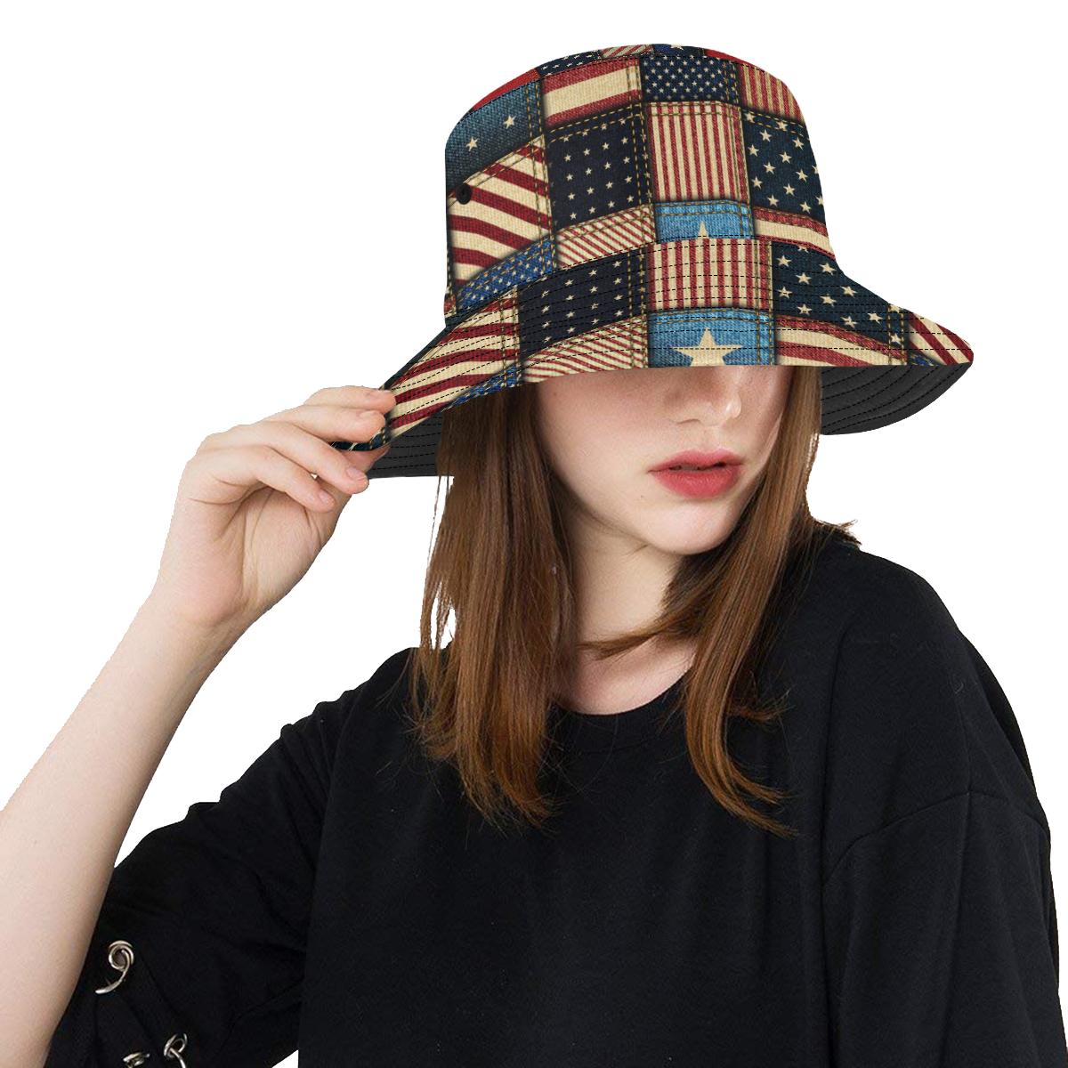 American flag Patchwork Design Unisex Bucket Hat