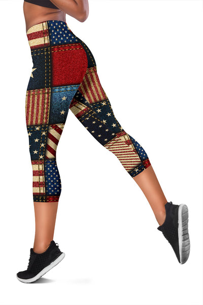 American flag Patchwork Design Women Capris