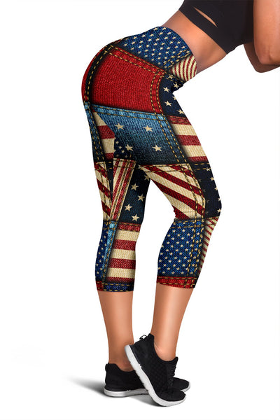 American flag Patchwork Design Women Capris