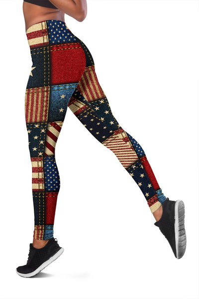 American flag Patchwork Design Women Leggings
