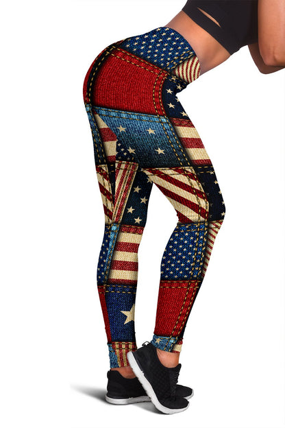 American flag Patchwork Design Women Leggings